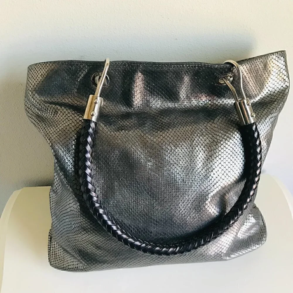Micheal Kors Skorpios Metallic Snakeskin Bag Tote